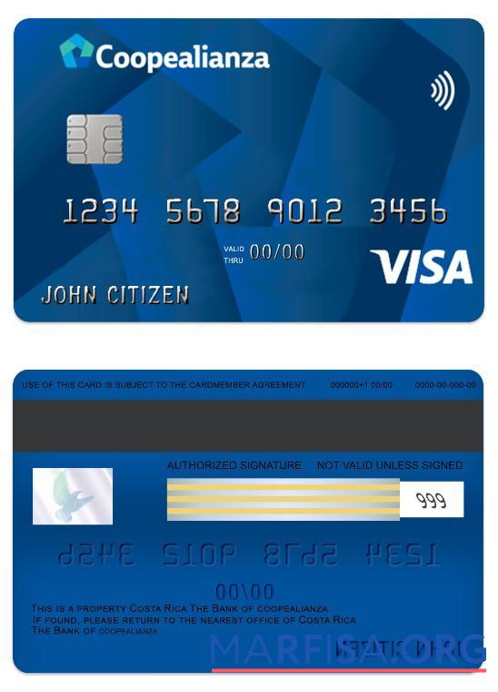 Realistic Costa Rica Coopealianza visa classic card example